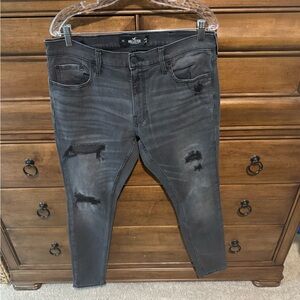 Hollister Black Skinny Jeans with Distressed Details